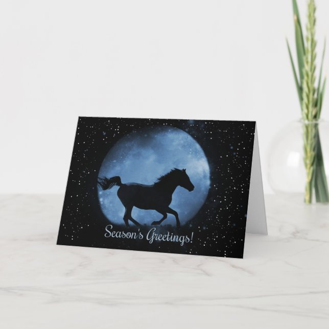 Tarjeta Navidades Temporadas de Caballos Saludos Luna (Anverso)