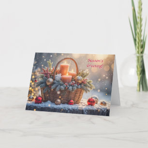 Tarjeta Navidades Temporadas Saludos Cesta de Ornamentos