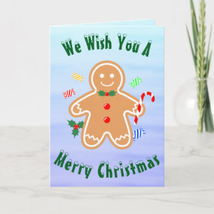 Tarjeta Navidades tratan a un hombre de pan de jengibre