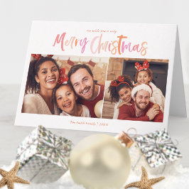 Tarjeta Navidades tropicales de palmeras 2 foto doblada