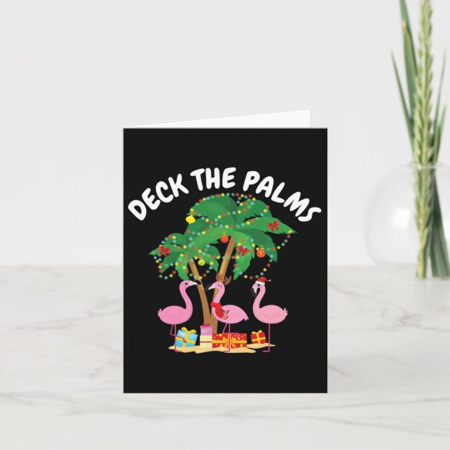 Tarjeta Navidades Tropicales Florida Flamingo Deck The Pal (Anverso)