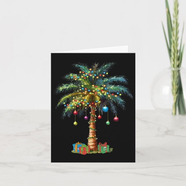 Tarjeta Navidades tropicales Hawái Santa Xmas Luces Palm (Anverso)