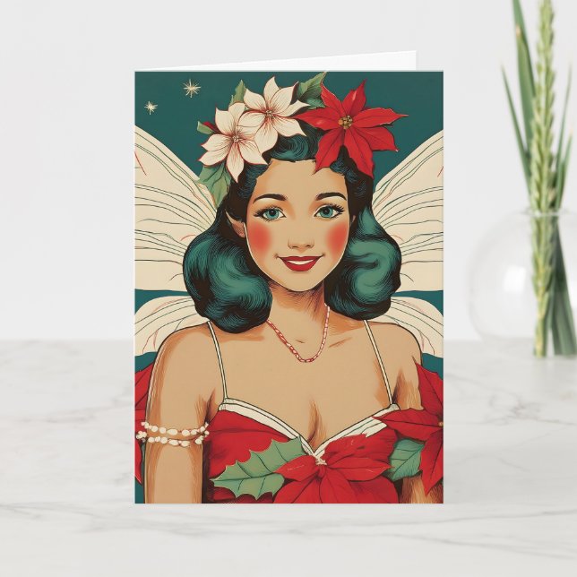 Tarjeta Navidades tropicales retro 50 Starlet de Pin-Up (Anverso)