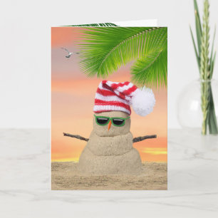 Tarjeta Navidades tropicales Sand Snowman