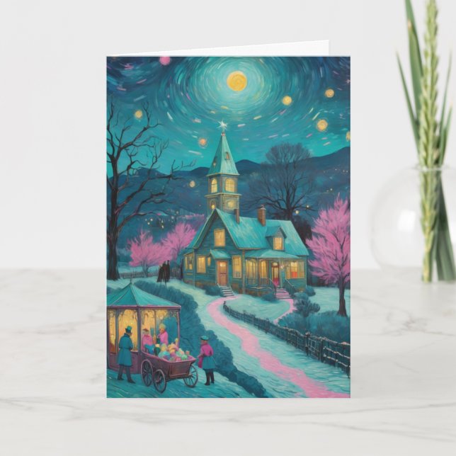 Tarjeta Navidades únicos de personalizable Starry Night (Anverso)