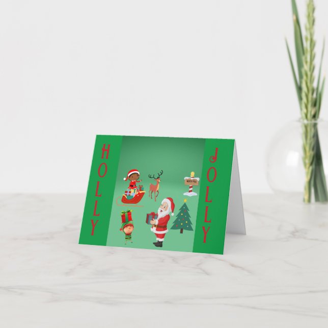 TARJETA NAVIDADES VAN CON SANTA Y ELVES (Anverso)