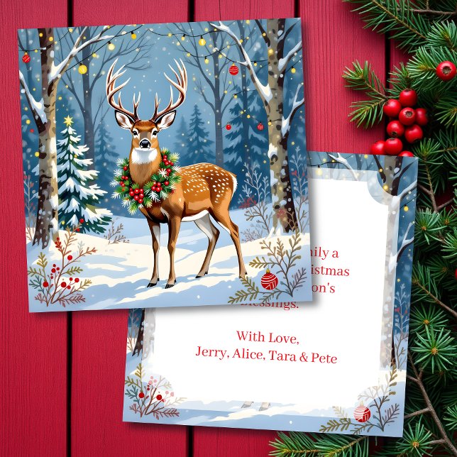 Tarjeta Navidades venados en un bosque de invierno festivo (Subido por el creador)