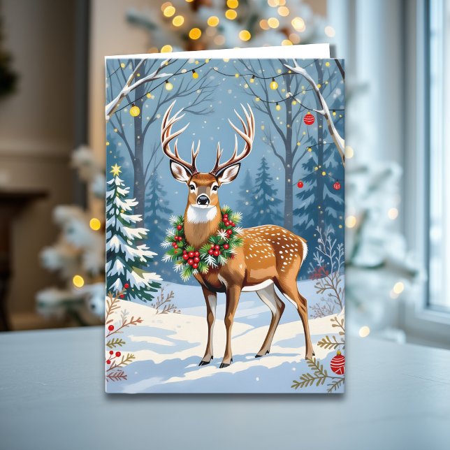 Tarjeta Navidades venados en un bosque de invierno festivo (Subido por el creador)