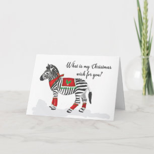 Tarjeta Navidades Vestidos De Cebra Con Deseos Divertidos.