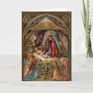 Tarjeta Navidades victorianos natividad