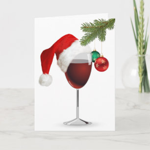 Tarjeta Navidades Vino Rojo Con Gorra