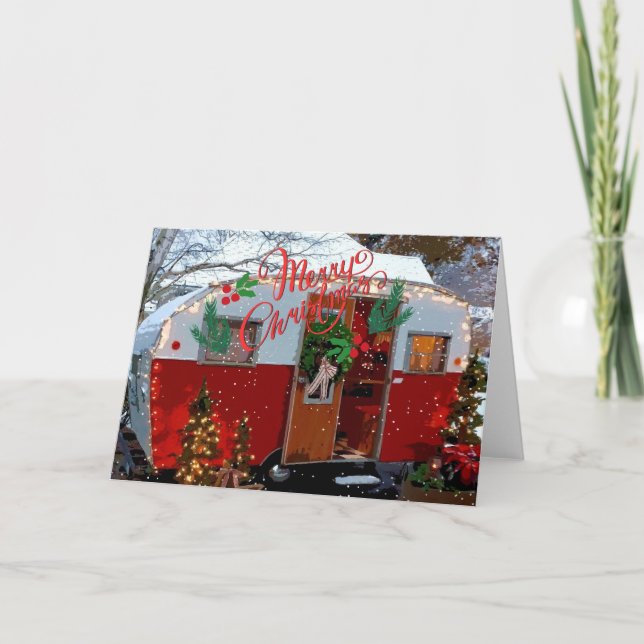 Tarjeta Navidades Vintage Camper (Anverso)