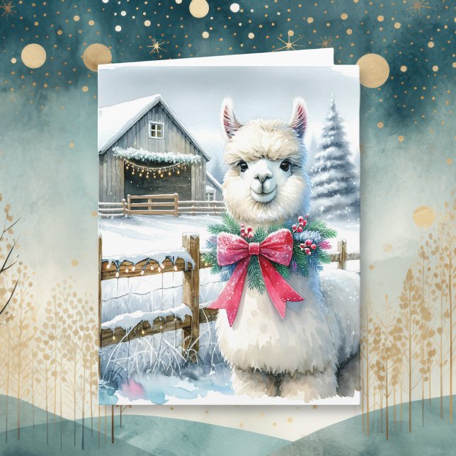 Tarjeta Navidades Vintage Farm y Cute Alpaca (Subido por el creador)