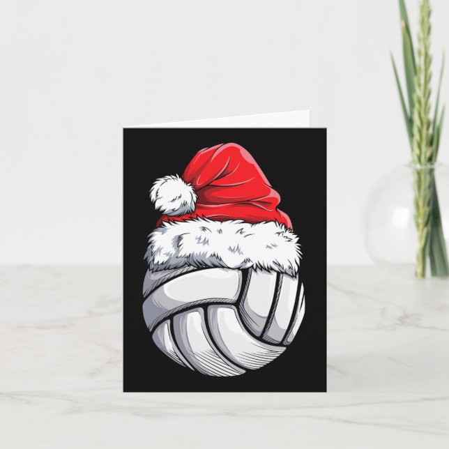 Tarjeta Navidades Voleibol Ball Santa Hat Funny Sport Xm (Anverso)