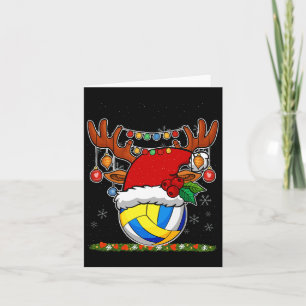 Tarjeta Navidades Voleibol Reindeo &amp; Santa Hat Xmas