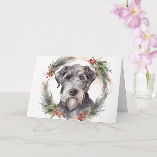 Tarjeta Navidades Wolfhound Wreath Festimes Pup (Orquídea)