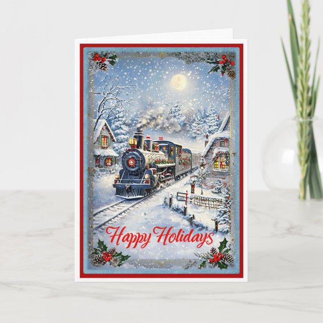 Tarjeta Navidades y la vieja Locomotora (Anverso)