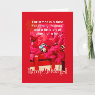 Tarjeta Navidades y mucha tortuga de vino y poinsettias