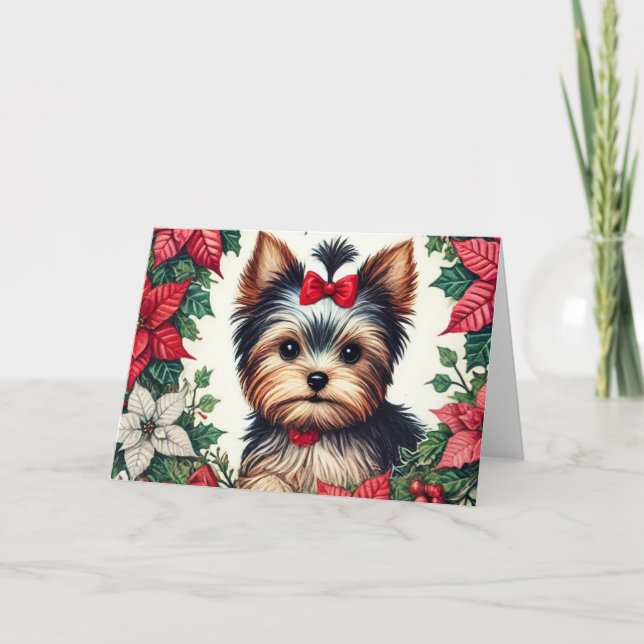Tarjeta Navidades Yorkie (Anverso)