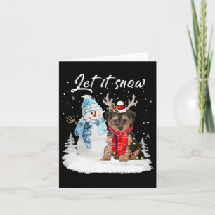 Tarjeta Navidades Yorkipoo Santa Dog Snowman Xmas Pajama 1