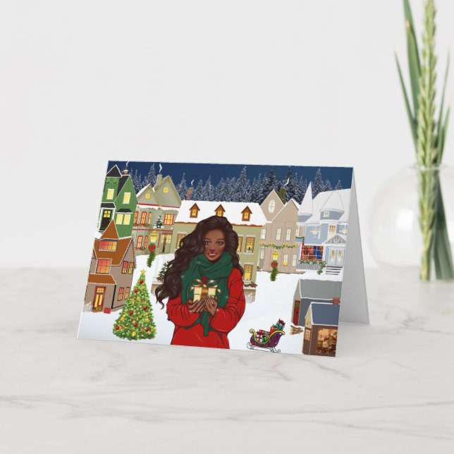 Tarjeta navideña africana norteamericana (Anverso)