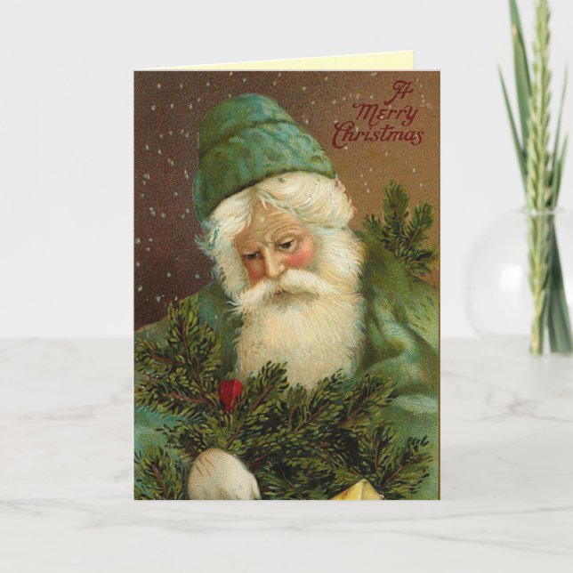 Tarjeta navideña alemana Santa Vintage (Anverso)