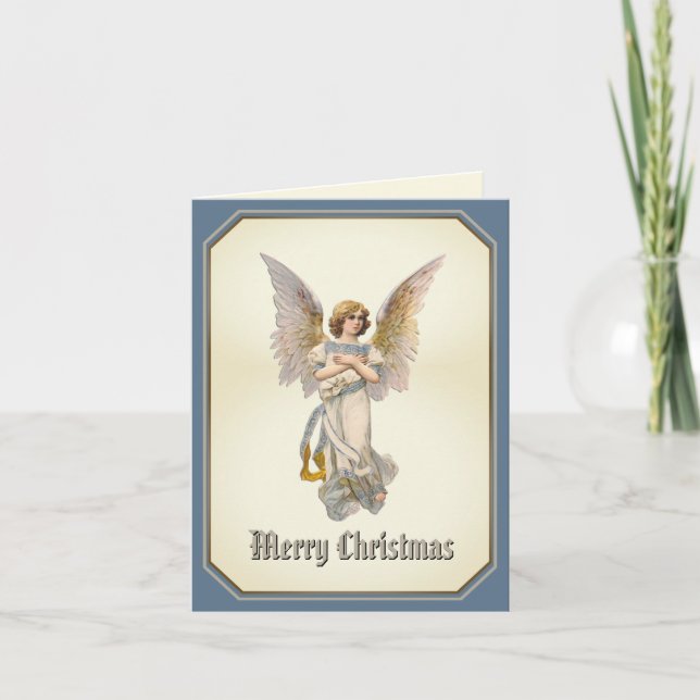 Tarjeta navideña azul de oro de Feliz Navidad (Anverso)