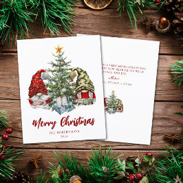 Tarjeta navideña barata Gnomes con presupuesto par