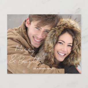Tarjeta navideña brillante y para fotos de presupu
