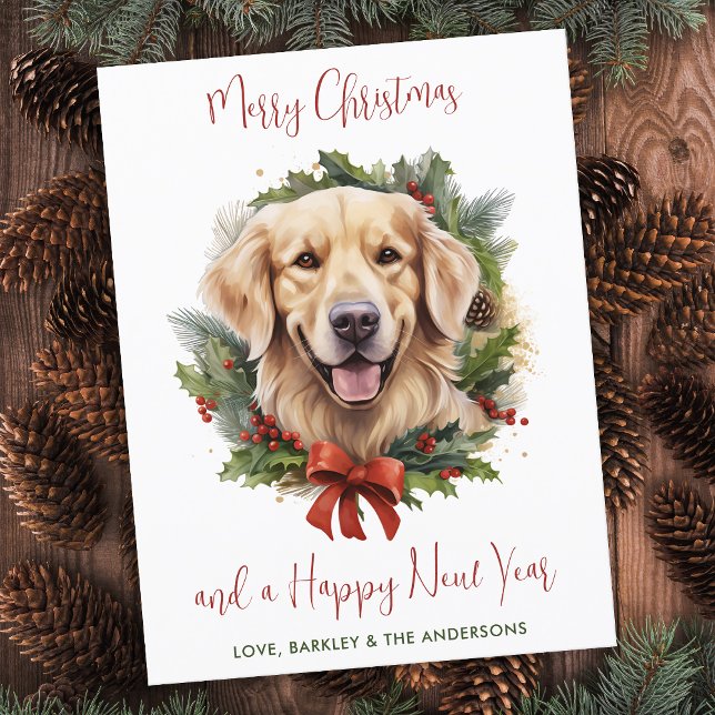 Tarjeta navideña Budget Golden Retriever Dog Merry (Subido por el creador)