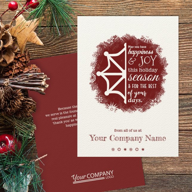 Tarjeta navideña Burgundy Snowflake (burgundy company holiday cards)