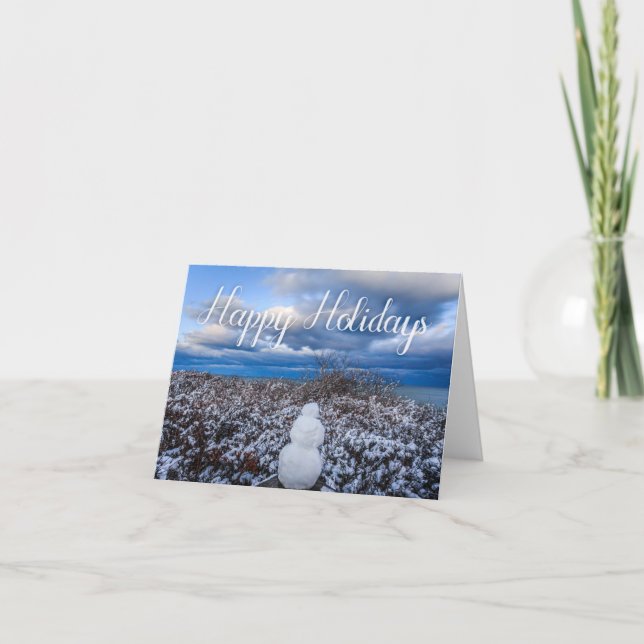 Tarjeta navideña Cape Cod Snowman (Anverso)