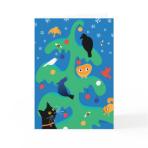 Tarjeta navideña Cat Bird