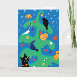 Tarjeta navideña Cat Bird