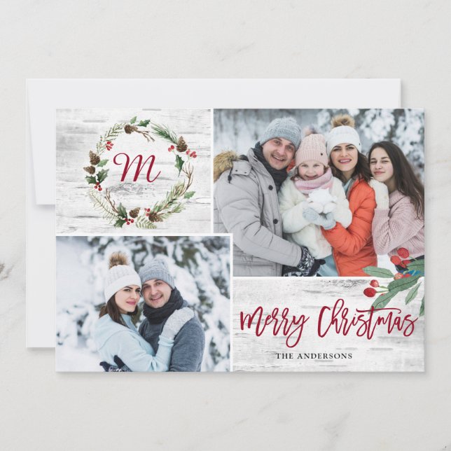 Tarjeta navideña collage de navidades Holly 2 FOTO (Anverso)