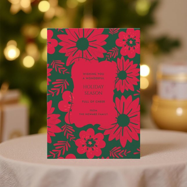 Tarjeta navideña color de agua verde rojo (Subido por el creador)