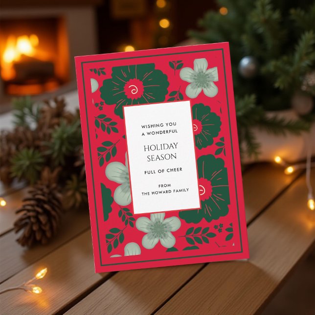 Tarjeta navideña color de agua verde rojo (Subido por el creador)