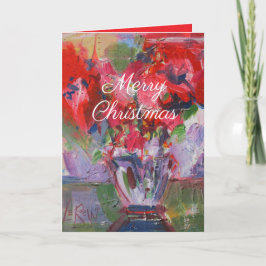 Tarjeta navideña con flores rojas