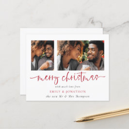 Tarjeta navideña con foto de 2 fotos recién casada