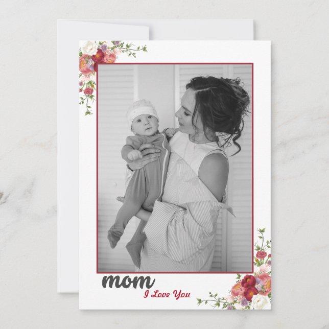 Tarjeta navideña con foto del Día de la Madre Flor (Anverso)