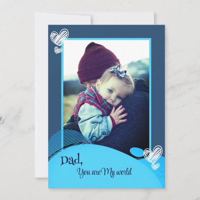 Tarjeta navideña con foto del Día del Padre Azul (Anverso)