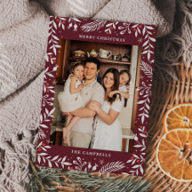 Tarjeta navideña con foto floral para navidades