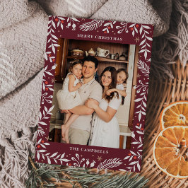 Tarjeta navideña con foto floral para navidades