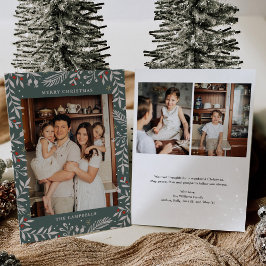 Tarjeta navideña con foto floral para navidades