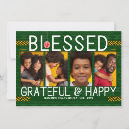 Tarjeta Navideña con Tema Tribal Bendita y Feliz 4