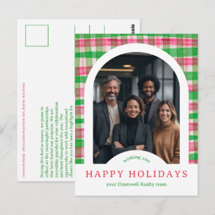 Tarjeta Navideña Corporativa de Plaid Personalizad