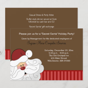 Tarjeta navideña de 2 caras invitadas a Santa Clau