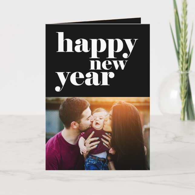 Tarjeta navideña de 5 fotos de audacia feliz año n (Anverso)