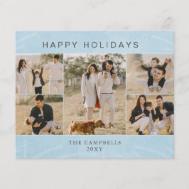 Tarjeta navideña de 5 fotos del collage azul de pr