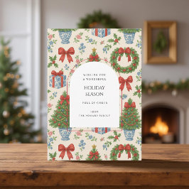 Tarjeta navideña de abadejo floral de árbol de abe